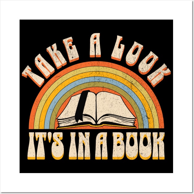 Take a look it's in a book, Reading rainbow , vintage retro design Wall Art by Bellinna